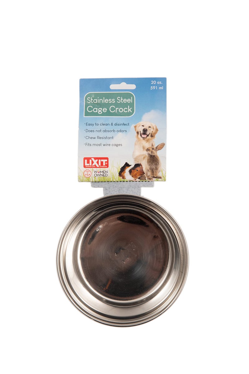 Lixit Quick Lock Cage Bowls for Small Animals and Birds. (20oz, Stainless) - Image 1